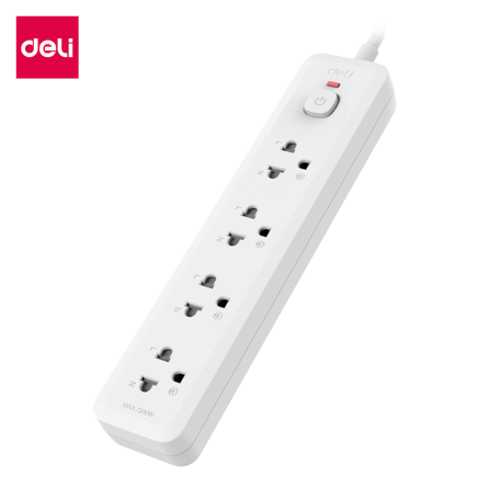 รางปลั๊กไฟ 4ช่อง 3M 1สวิตซ์ Deli CT483-GR-01 เทาอ่อน_0